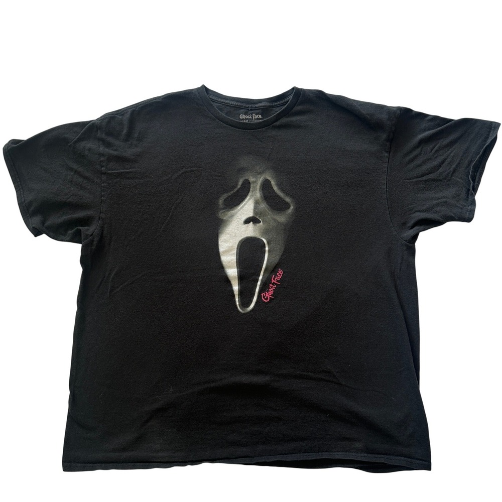 Ghost Face Scream Horror Movie Graphic T-Shirt Black Mens 2X Cotton